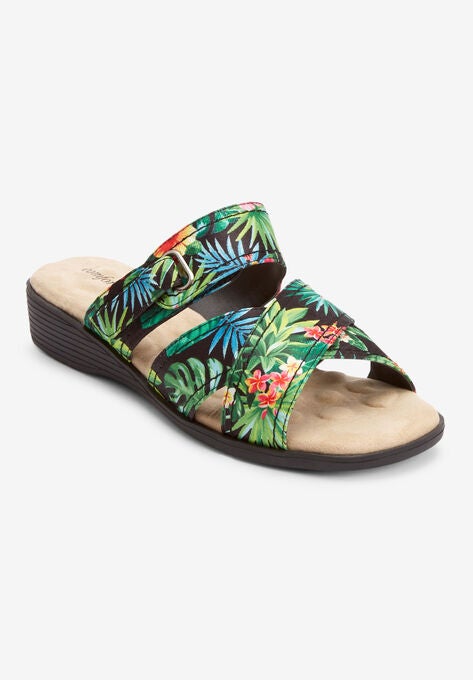 The Pandora Sandal , BLACK FLORAL, hi-res image number null
