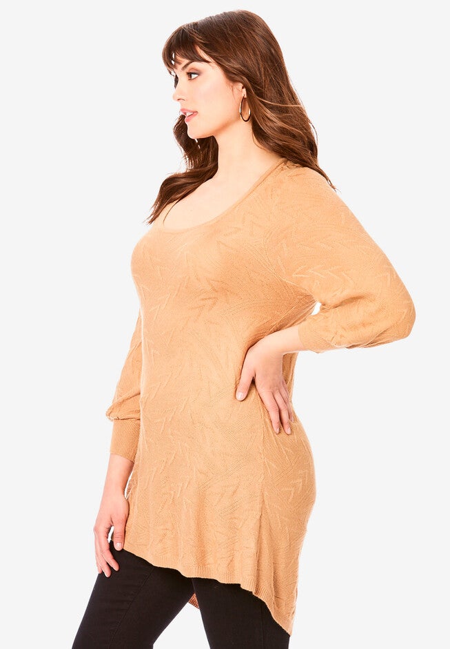 Textured Square Neck Sweater, , alternate image number null