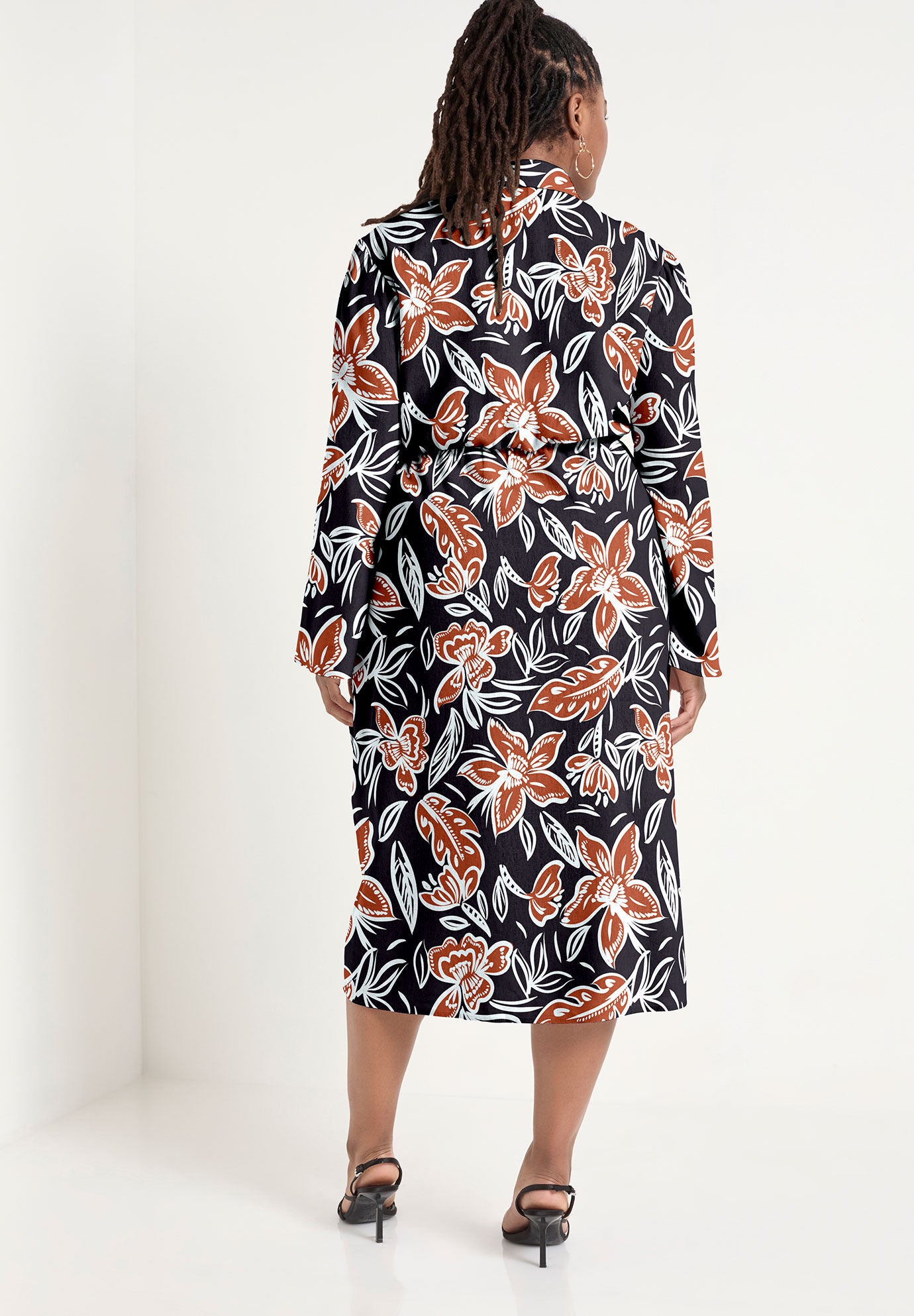 Midi Wrap Dress, BATIK FLORAL, on-hover image number 1