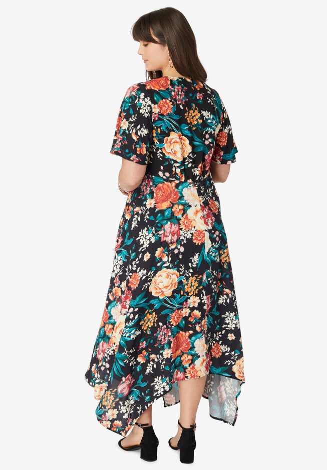 Handkerchief-Hem Midi Dress, , on-hover image number null
