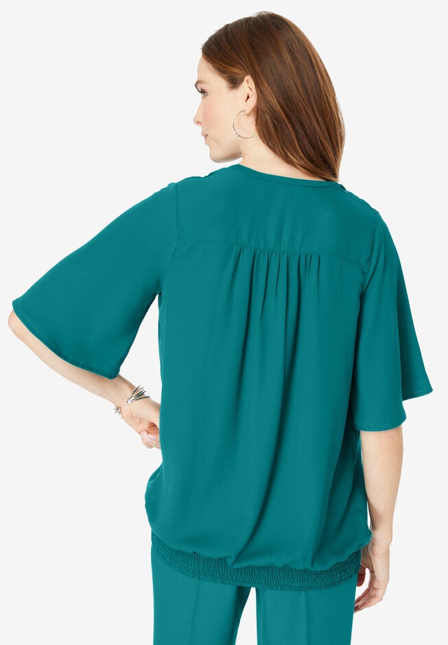 Y-Neck Georgette Top, , on-hover image number null