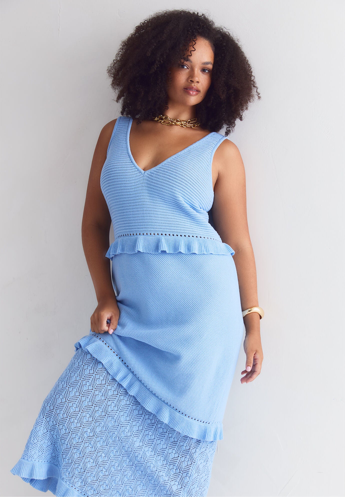 Crochet Sweater Maxi Dress, OPEN AIR, alternate image number 5