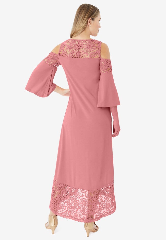 Lace-Panelled Ultrasmooth® Fabric Cold-Shoulder Dress, , on-hover image number null