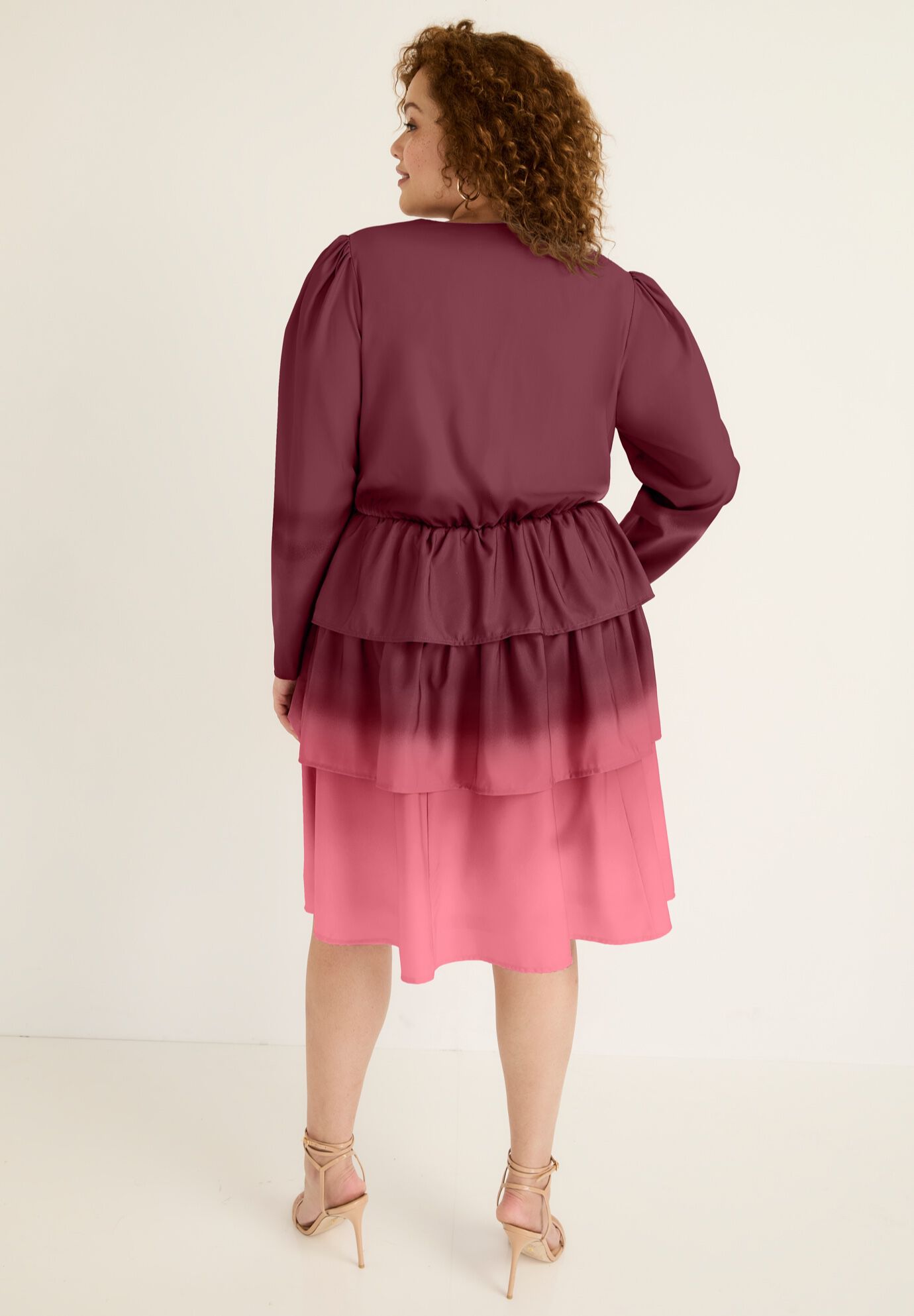 Three-Tiered Ombre Dress, WATERCOLOR OMBRE, on-hover image number 1