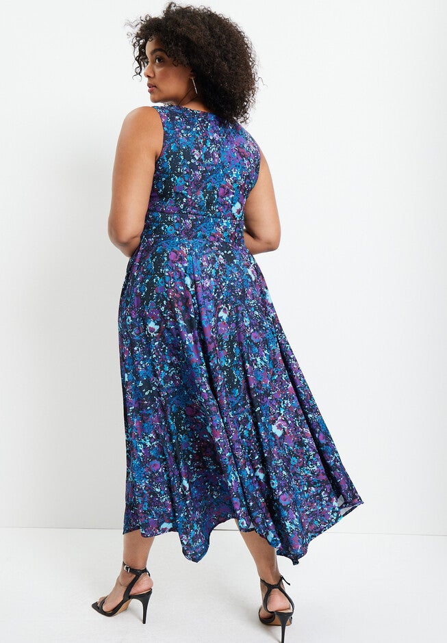 V-Neck Hanky-Hem Swing Dress, , on-hover image number 1