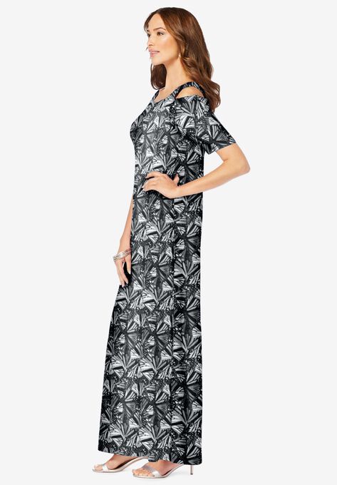 Ultrasmooth® Fabric Cold-Shoulder Maxi Dress, , alternate image number null