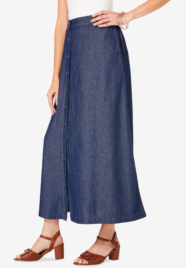 Chambray Maxi Skirt, , alternate image number 2
