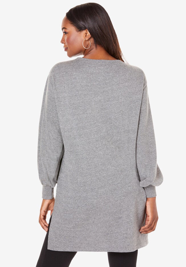 Blouson Sleeve High Low Sweatshirt, , on-hover image number 1