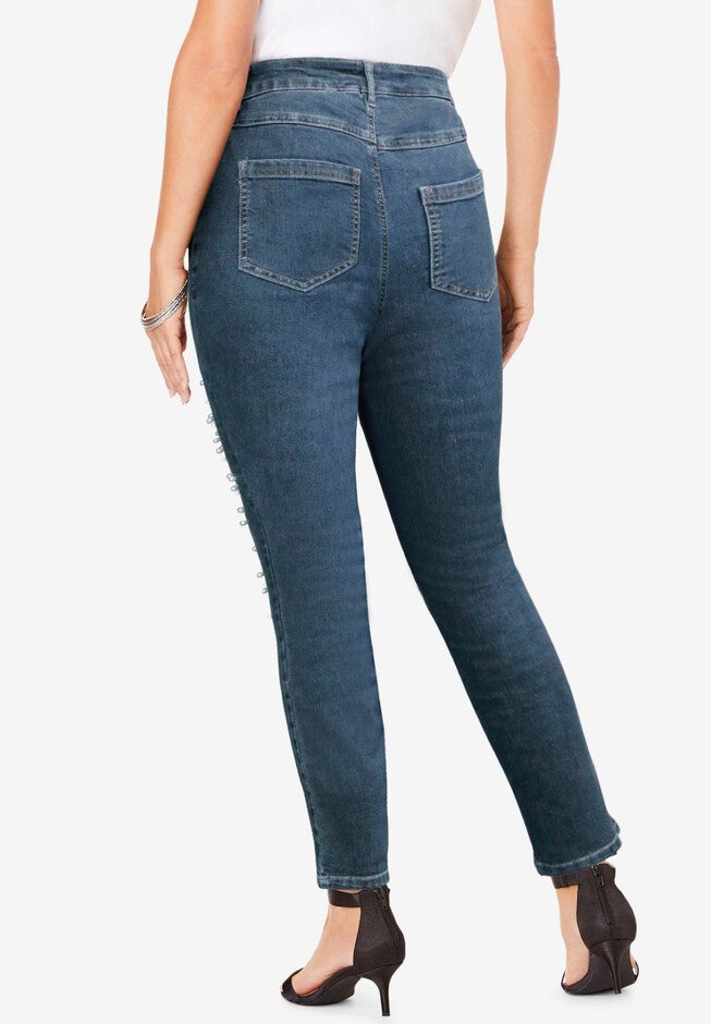 Pearl & Rhinestone Skinny Jean, , on-hover image number 1