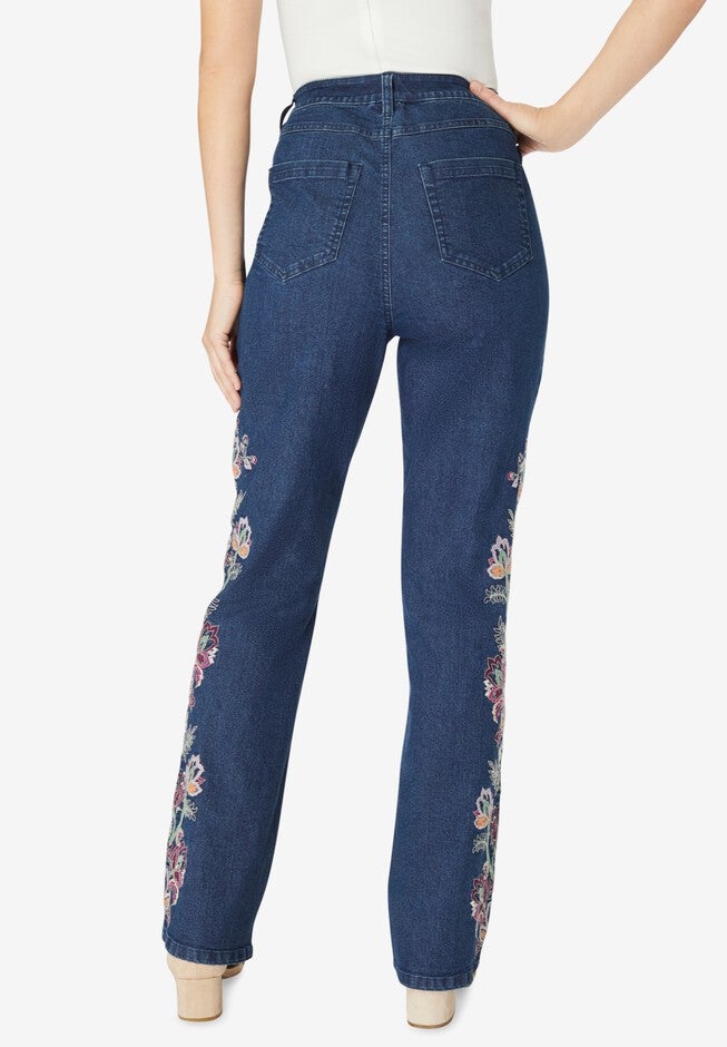 Invisible Stretch® Contour Embroidered Bootcut Jean, , on-hover image number null