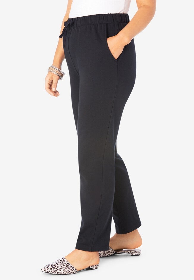 Straight-Leg French Terry Pant with Drawstring, , alternate image number null
