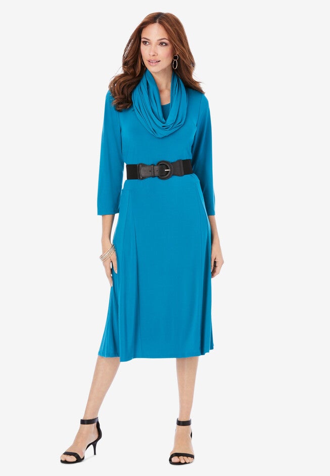 Ultrasmooth® Fabric Infinity Scarf Dress, DEEP TEAL, hi-res image number 0