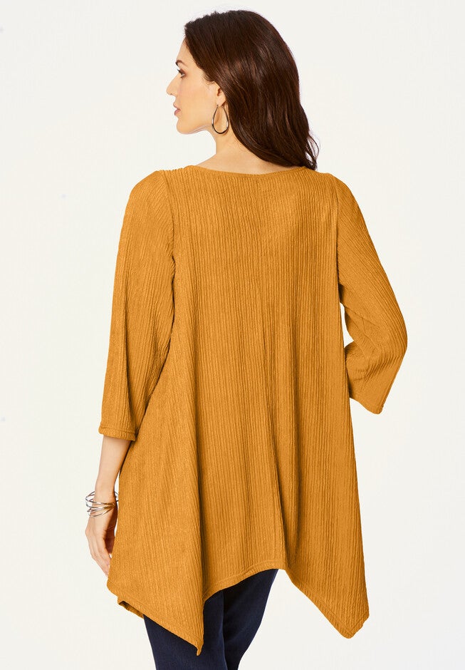 Textured Knit Hanky-Hem Top, , on-hover image number null
