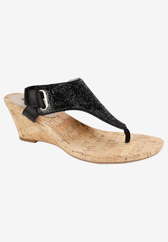 Allegany Sandal by White Mountain, BLACK METALLIC GLITTER, hi-res image number null