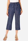 Chambray Wide-Leg Capri Pant, MEDIUM WASH, hi-res image number null