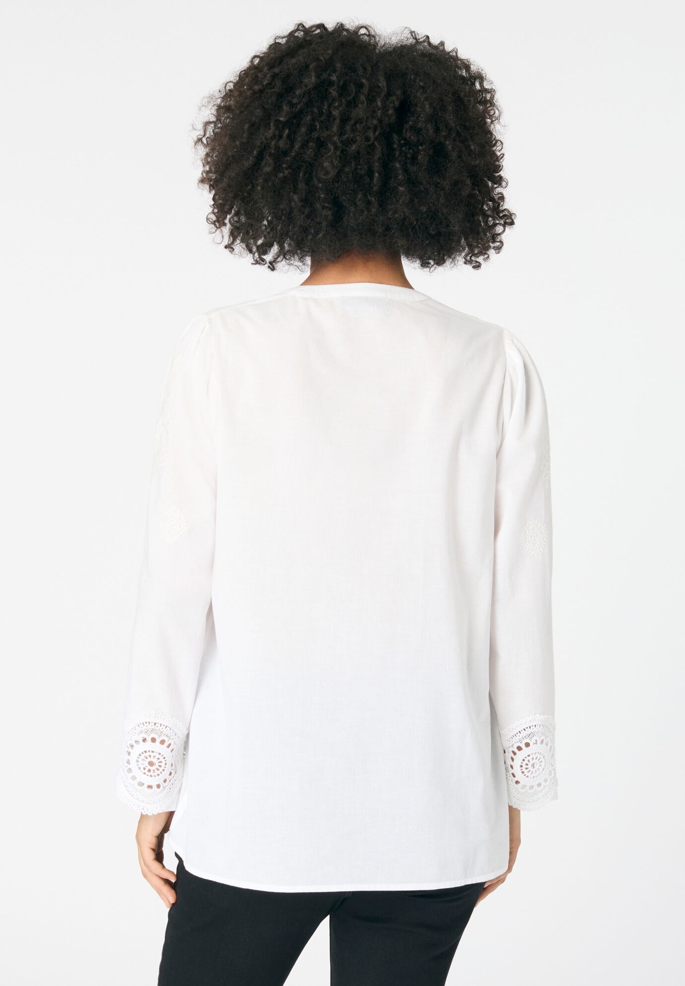 Lace-Trim Blouse, WHITE IVORY EMBROIDERY, alternate image number 2