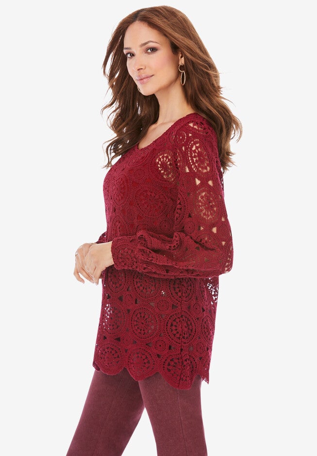 Scallop Crochet Pullover, , alternate image number 2