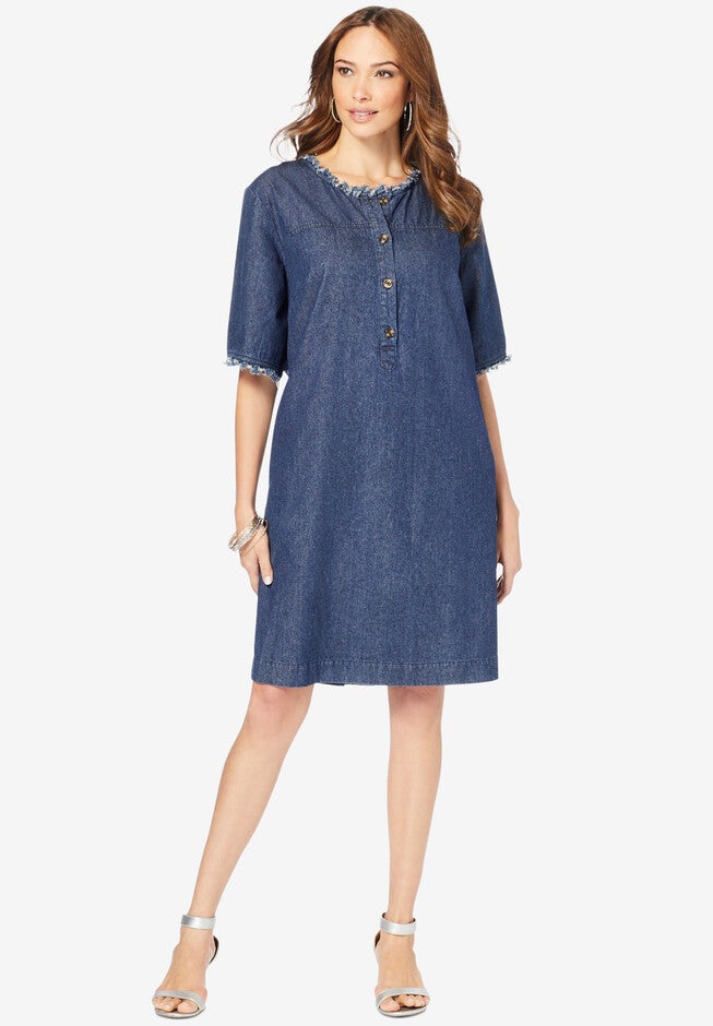 Denim Shirtdress, INDIGO WASH, hi-res image number 0