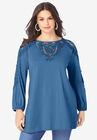 Illusion Lace Tunic, DUSTY INDIGO, hi-res image number null