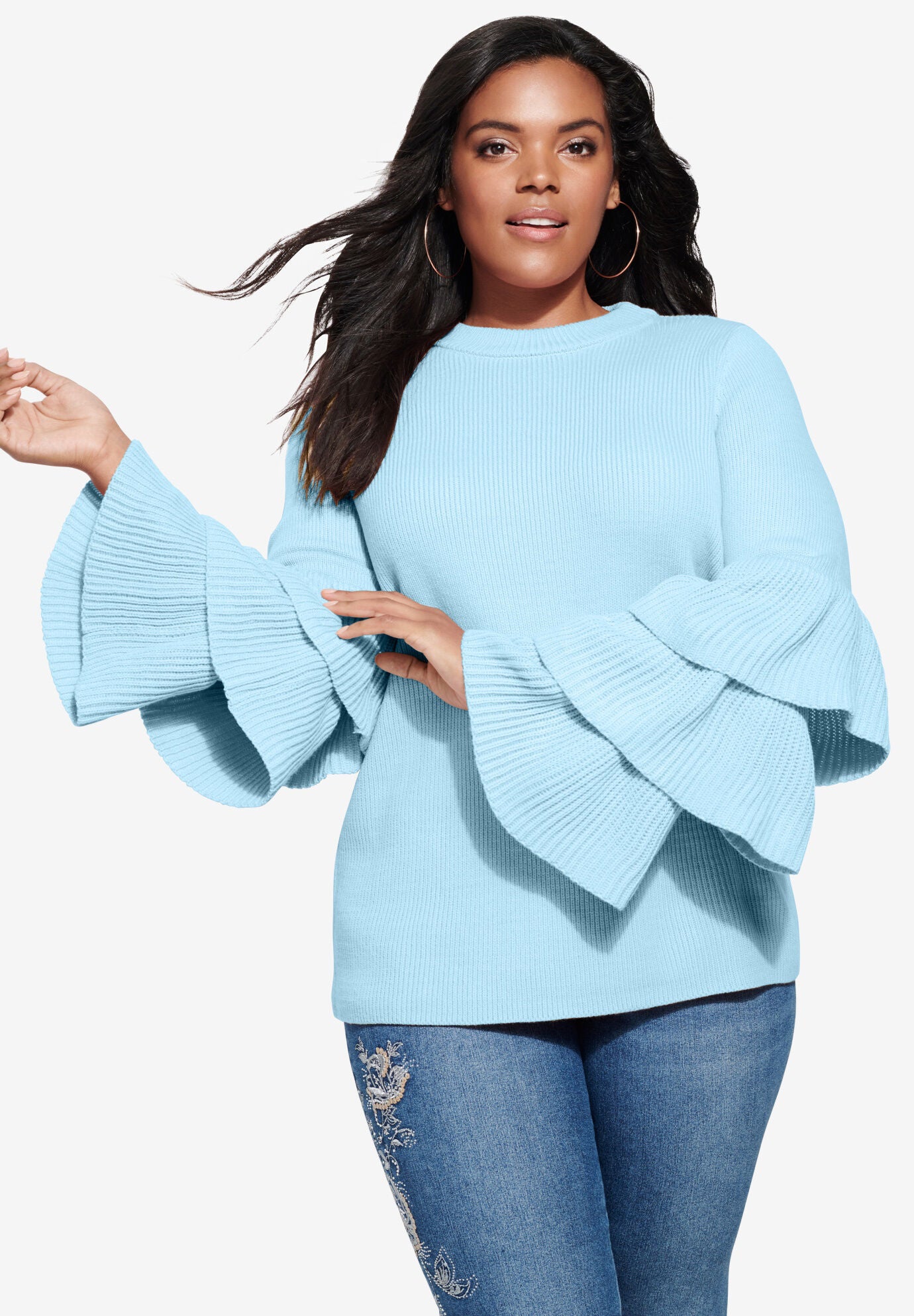 Tiered-Sleeve Sweater | Fullbeauty Outlet