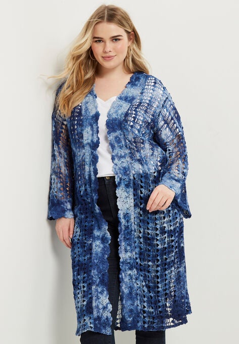 Tie-Dye Crochet Cardigan, , alternate image number null