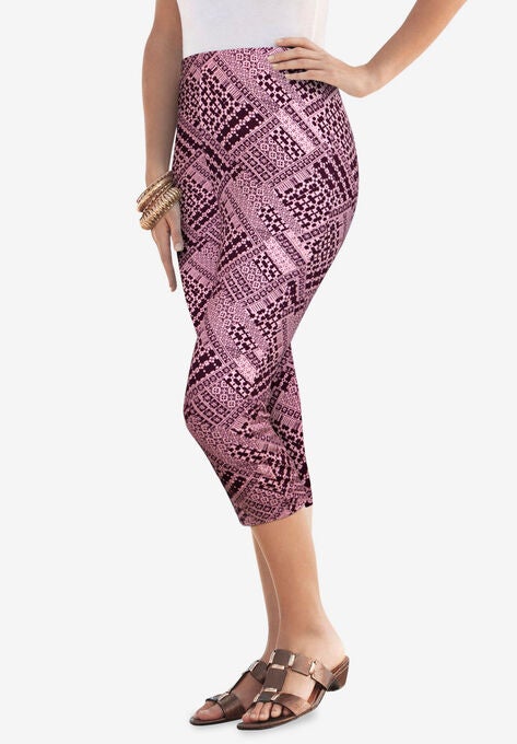 Essential Stretch Capri Legging, DARK BERRY PATCHWORK, hi-res image number null