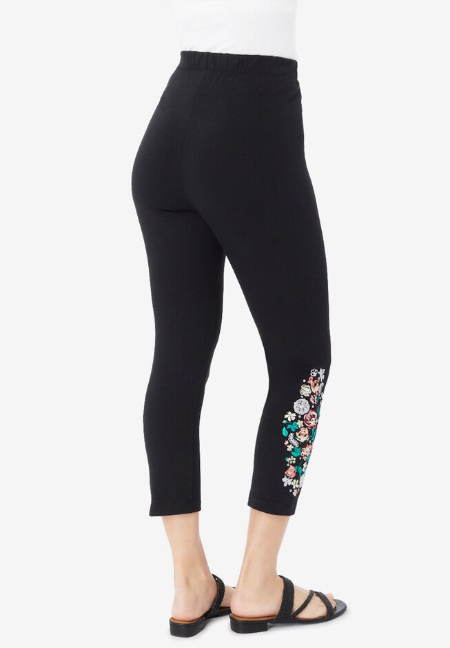 Embroidered Capri Leggings, , on-hover image number null