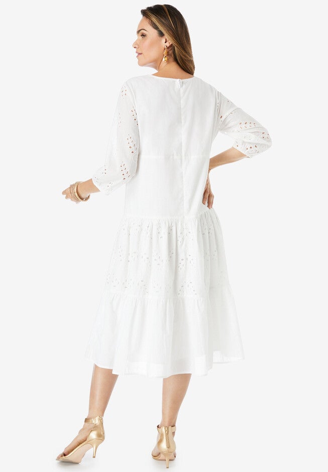 Eyelet Ruffle Dress, , on-hover image number 1