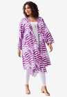 Hanky-Hem Kimono, PURPLE TEXTURED TIE DYE, hi-res image number null
