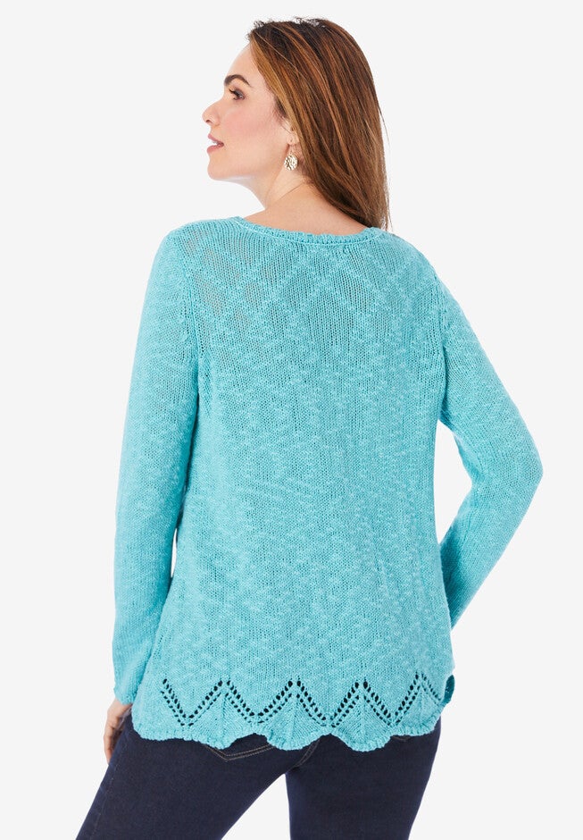 Pointelle Slub Boyfriend Pullover, , on-hover image number 1