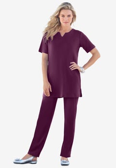 Notch-Neck Soft Knit Tunic