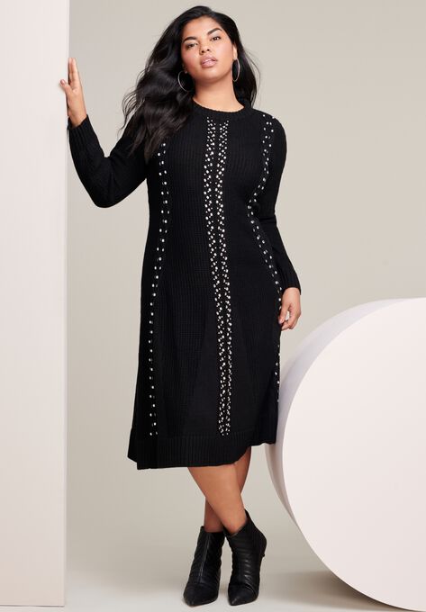 Embellished Fit-And-Flare Dress, , alternate image number null