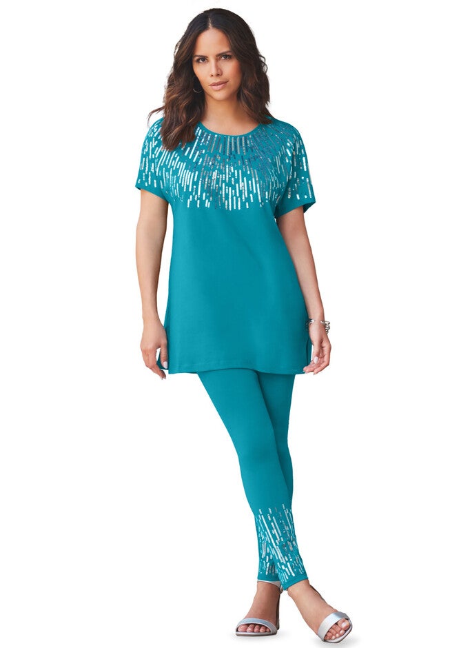 Rhinestone Side-Seam Essential Stretch Legging, , alternate image number null