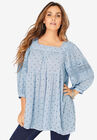 Square-Neck Crinkle Big Shirt, PALE BLUE DOTS, hi-res image number null