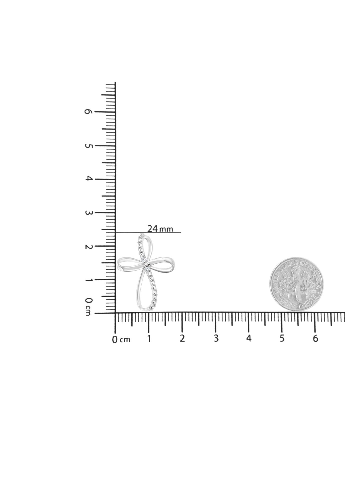 Sterling Silver Diamond Accent Cross Ribbon Pendant Necklace, , alternate image number 5