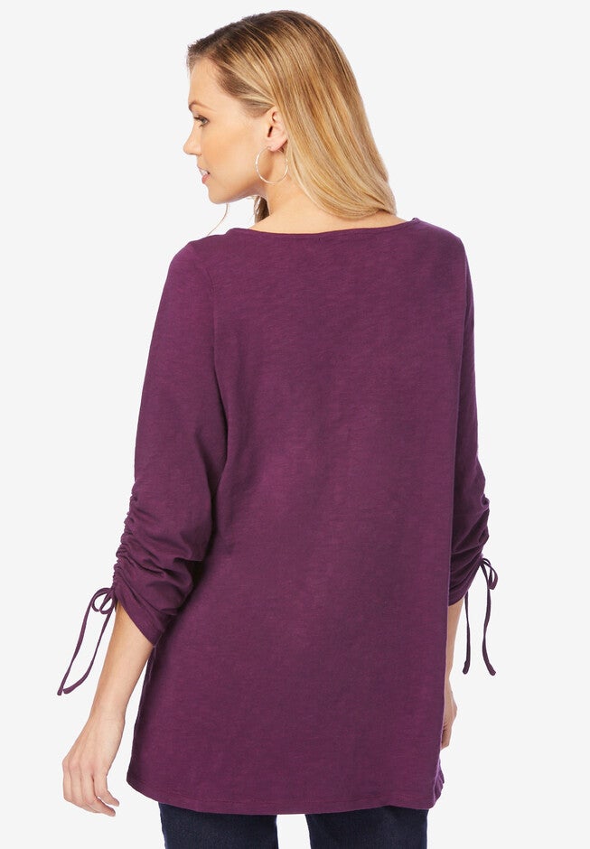 Boatneck Bracelet-Sleeve Tunic, , on-hover image number null