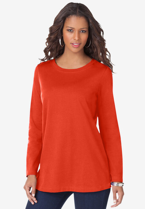 Long-Sleeve Crewneck Ultimate Tee, COPPER RED, hi-res image number null
