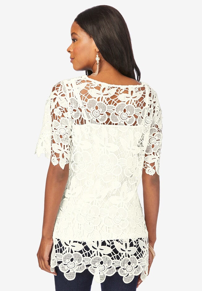 Boatneck Crochet Top, , on-hover image number null