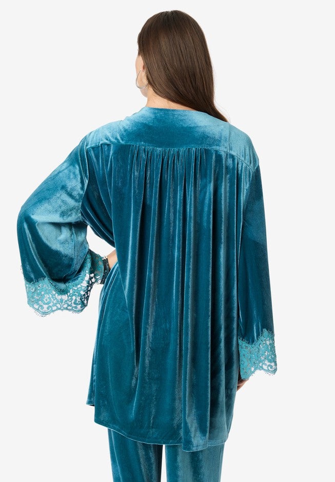 Embroidered Velour Kimono, , on-hover image number null