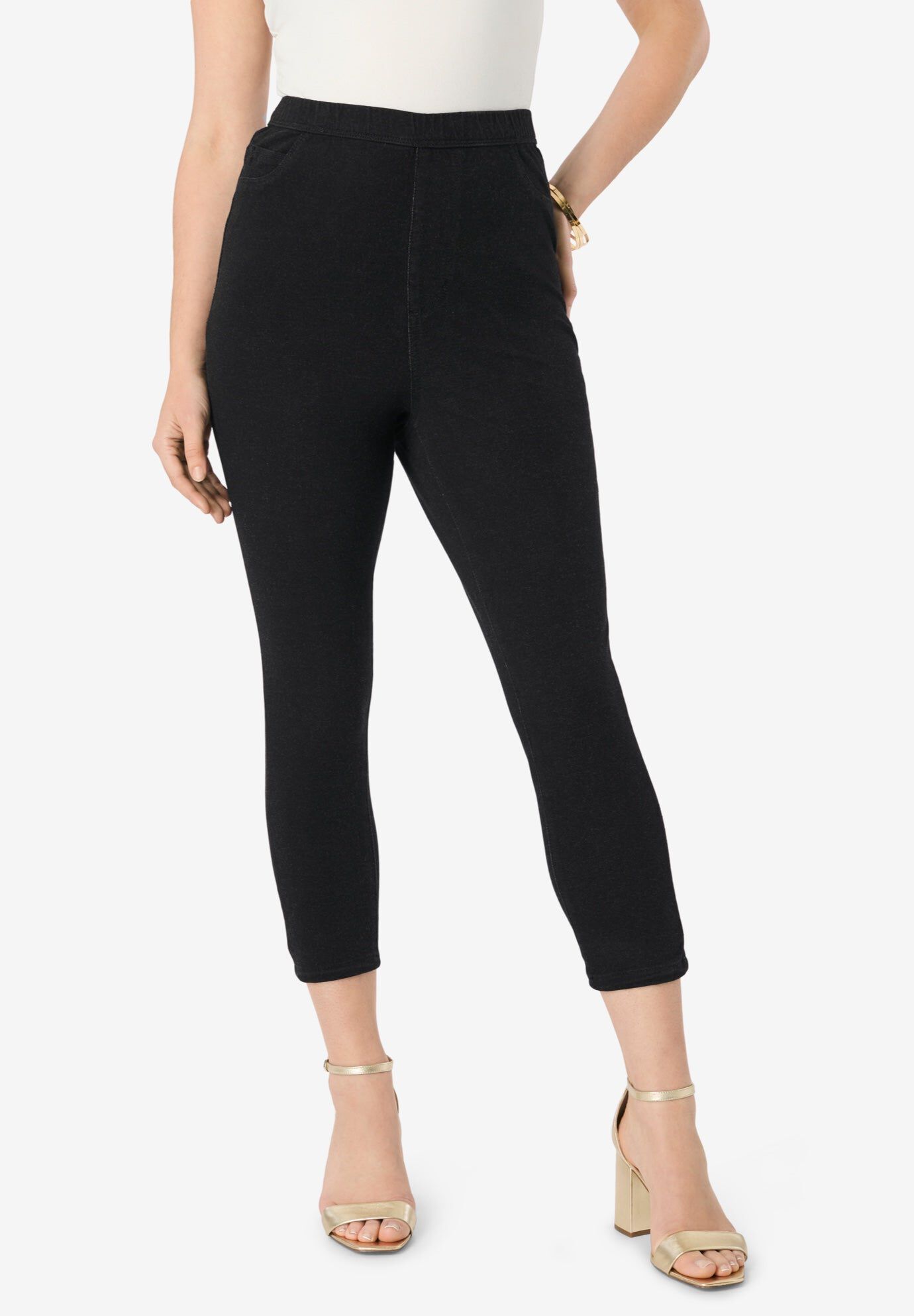 Knit Jean Capri, BLACK, hi-res image number 0