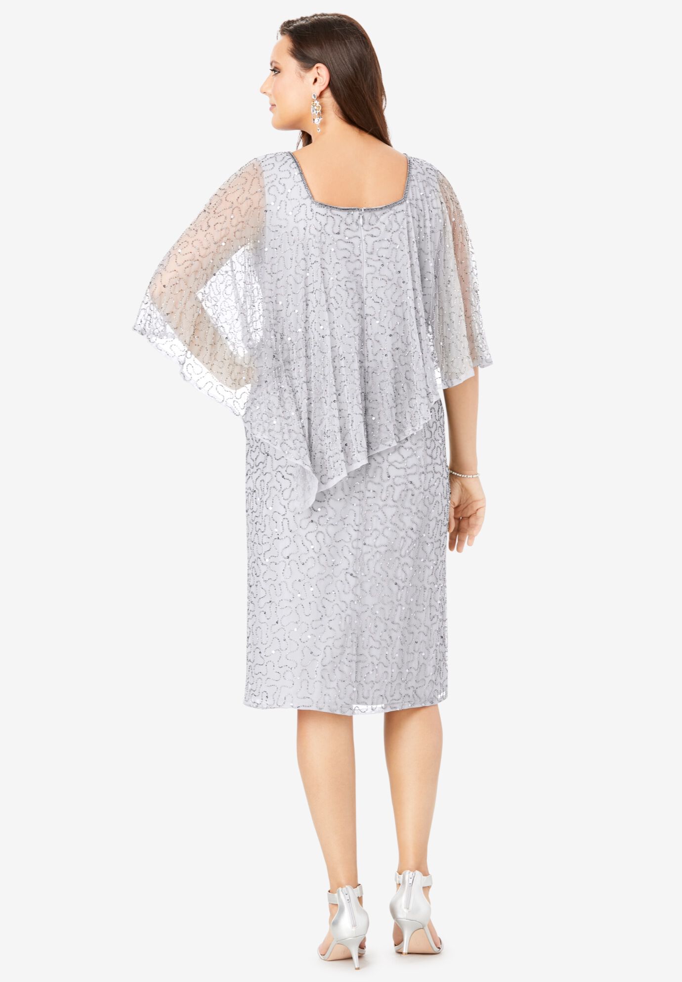 Embellished Capelet Dress, , on-hover image number 1