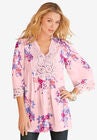 Juliet Lace Big Shirt, BLUSH WATERCOLOR BOUQUET, hi-res image number null