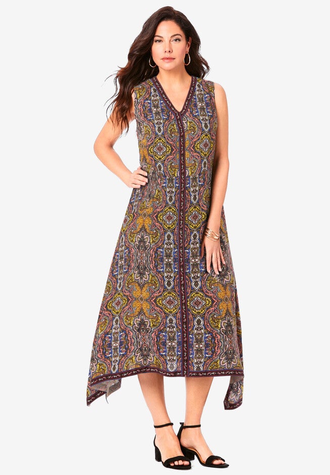 Hanky-Hem Dress, MULTI ORNATE SCARF, hi-res image number null