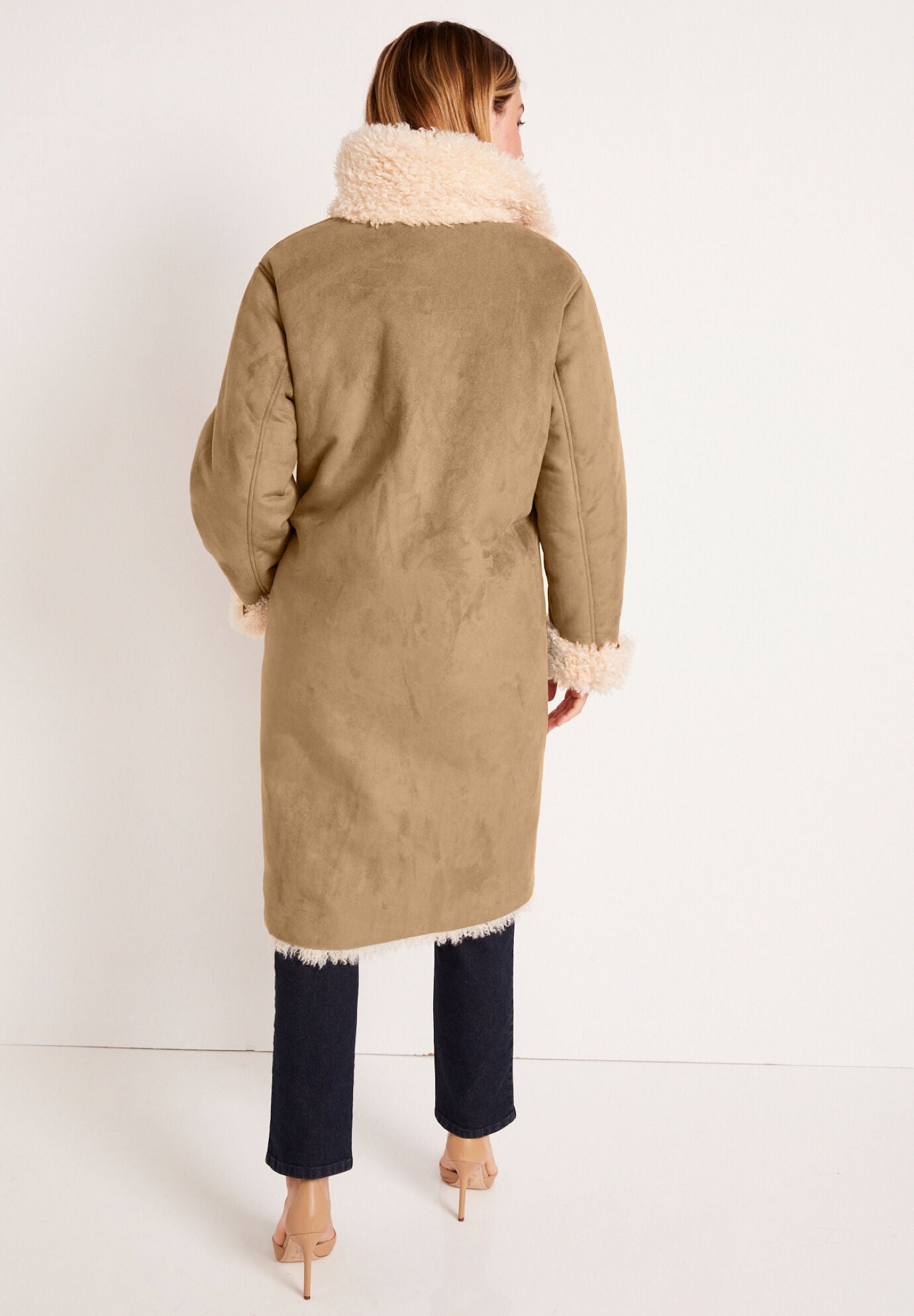 Faux Suede & Shearling Reversible Trench, , on-hover image number 1