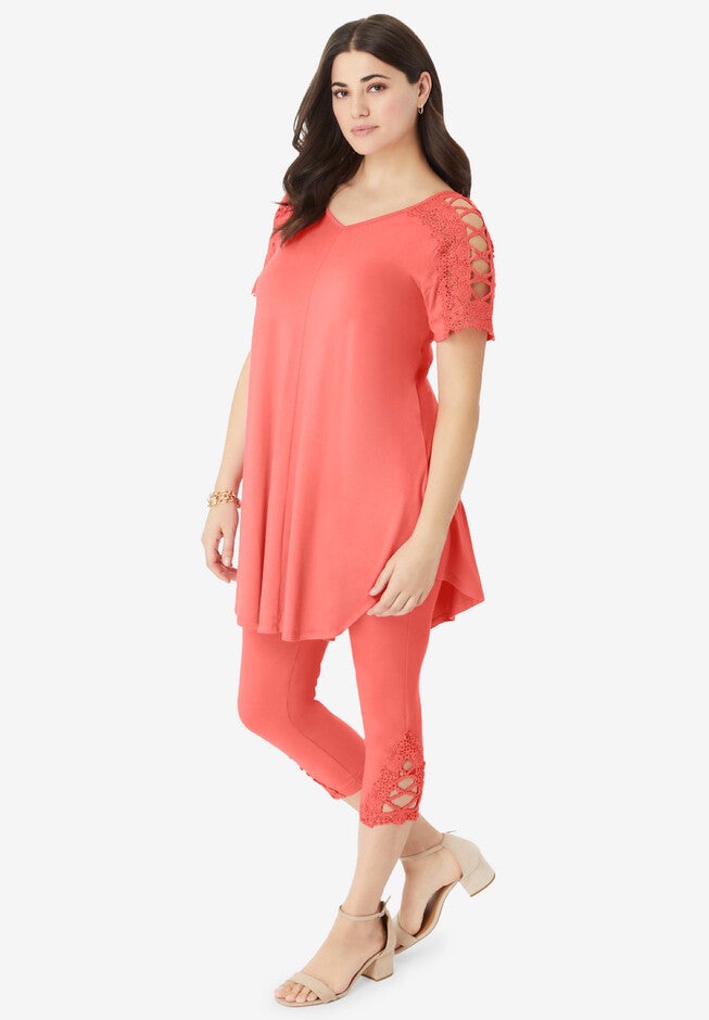 Lace-Shoulder Ultra Femme Tunic, , alternate image number null