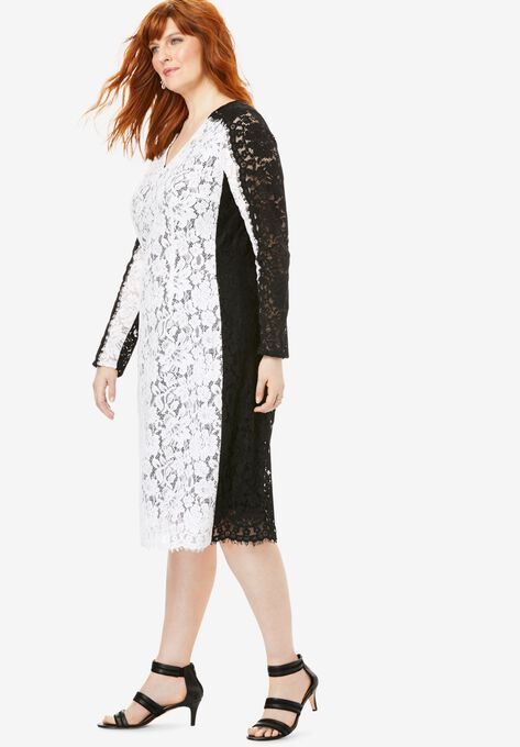 Colorblock Lace Dress, , alternate image number null