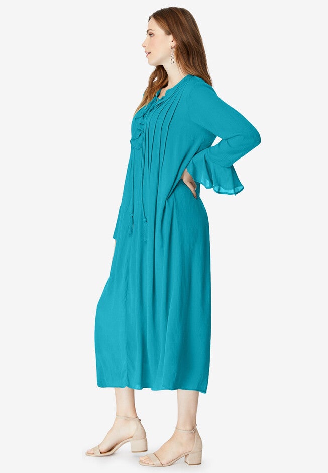 Ruffle Pintuck Crinkle Dress, , alternate image number 2
