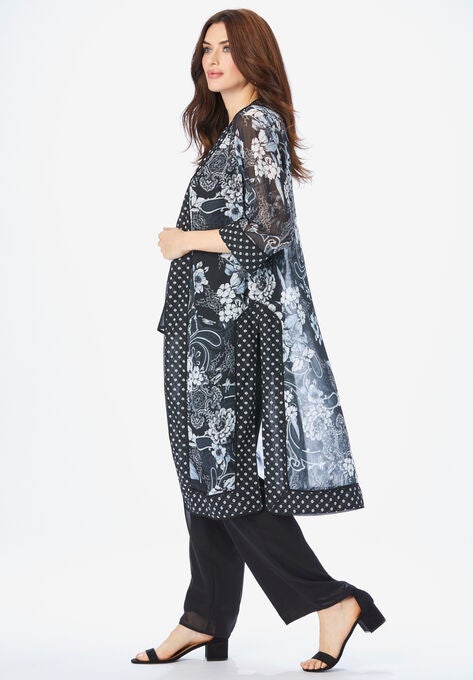 Three-Piece Duster & Pant Suit, , alternate image number null