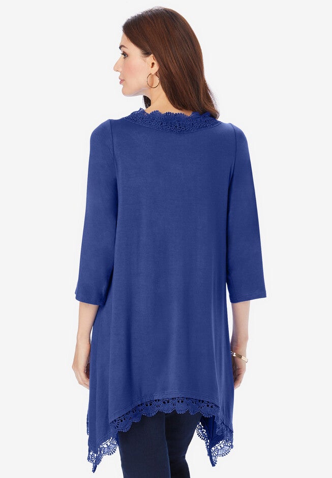 Lace Handkerchief Hem Ultra Femme Tunic, , on-hover image number null