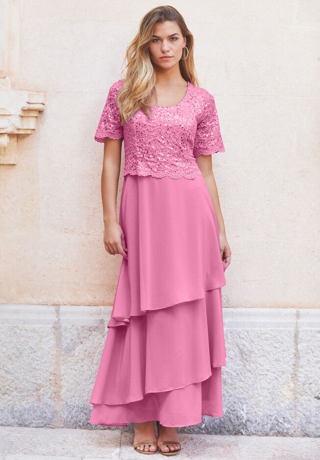 Chiffon Tiered Maxi Dress, , alternate image number 3